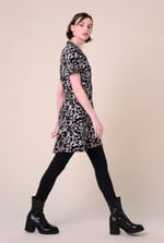 Womens Leaf Print Dress With Collar