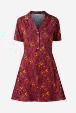 Womens Leaf Print Dress With Collar
