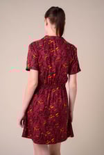 Womens Leaf Print Dress With Collar
