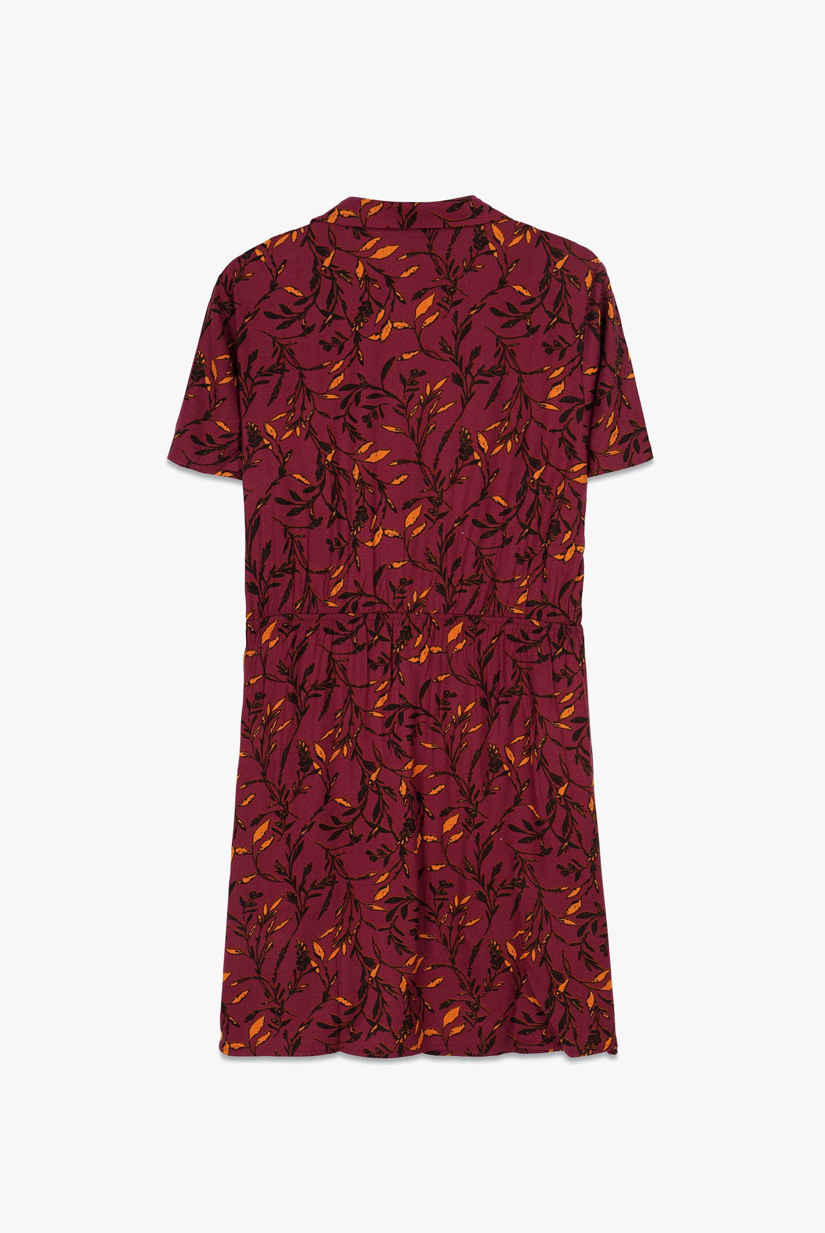 Womens Leaf Print Dress With Collar