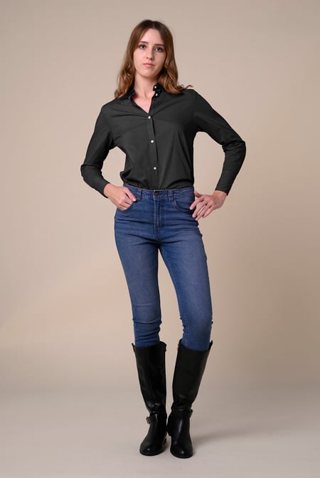 Womens Black Long Sleeve Work Shirt
