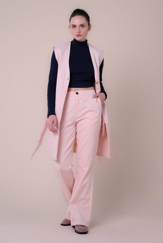 Womens Sleeveless Belted Coat