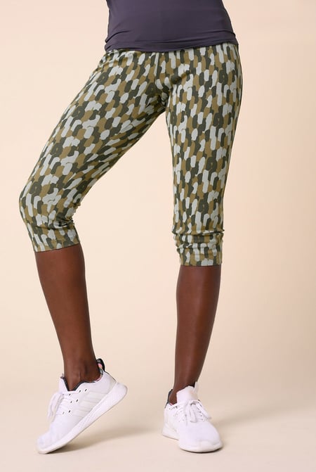 Navy Printed Cropped Leggings