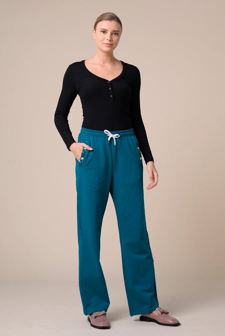 Orange Stretchy Embroidery Design Details Trousers