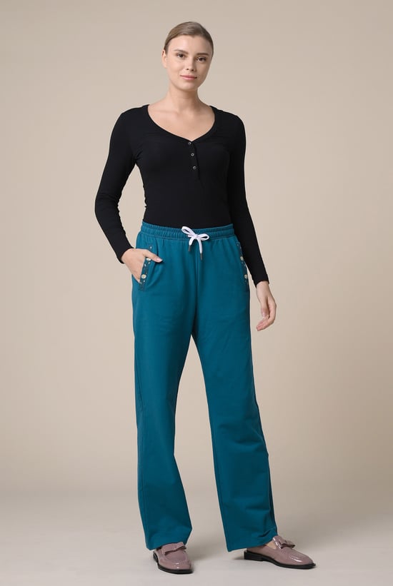 Stretchy Embroidery Design Details Trousers