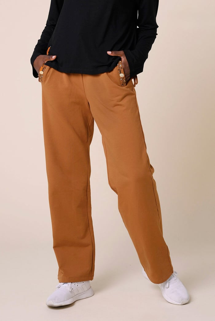 Stretchy Embroidery Design Details Trousers