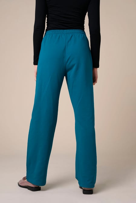 Blue Stretchy Embroidery Design Details Trousers