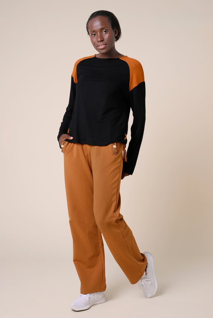 Stretchy Embroidery Design Details Trousers