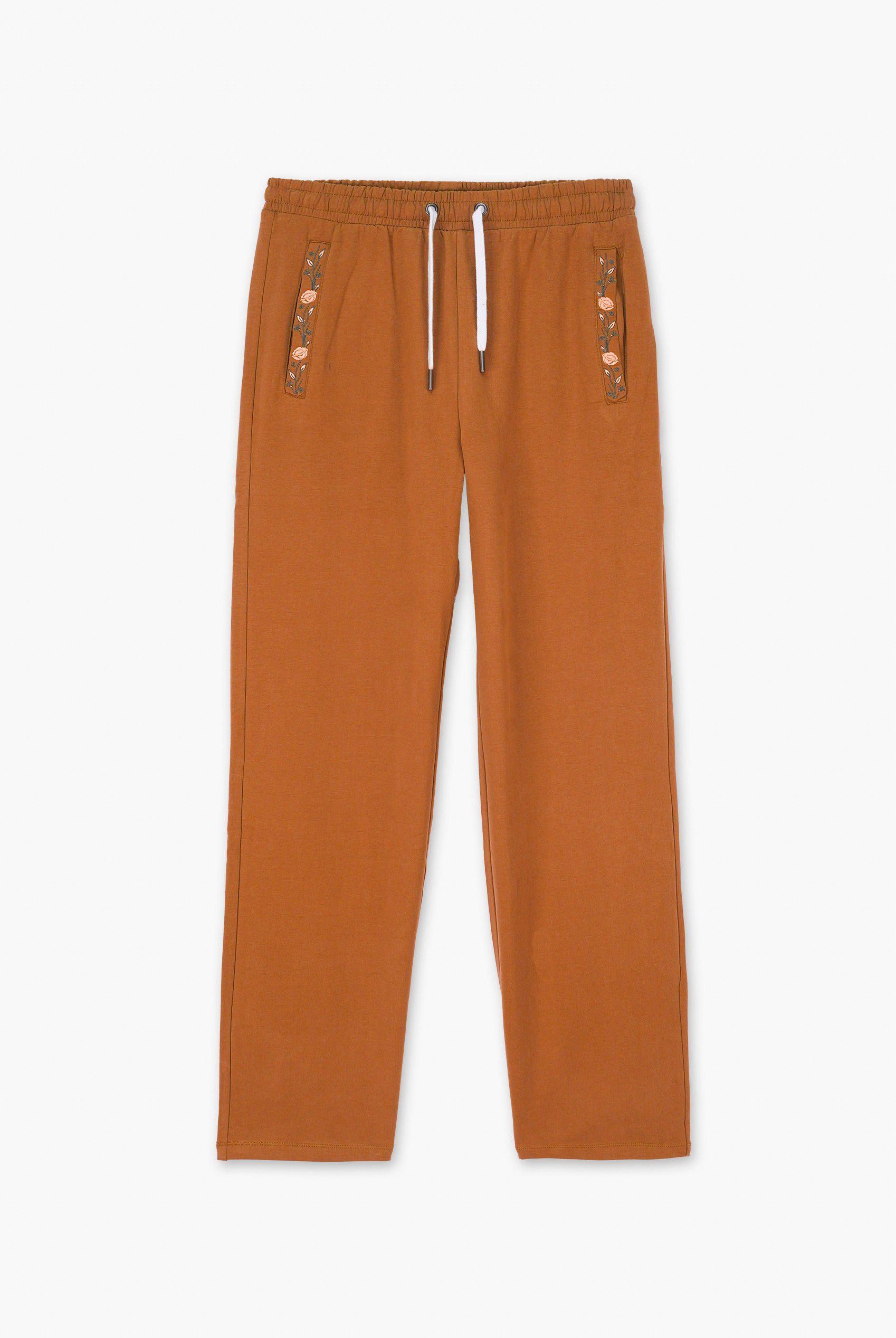 Stretchy Embroidery Design Details Trousers