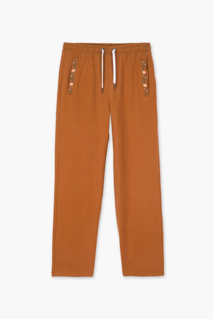 Stretchy Embroidery Design Details Trousers