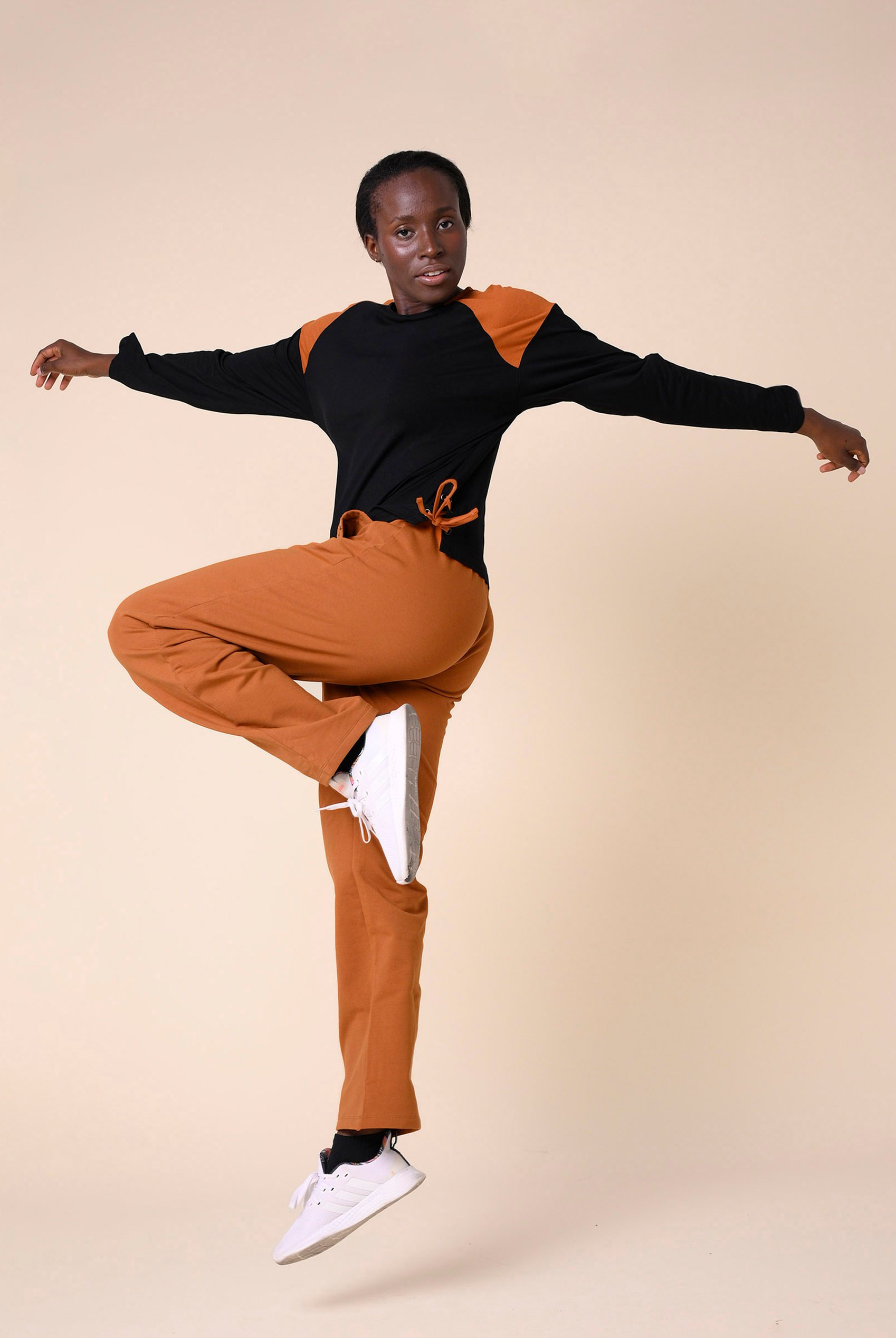 Stretchy Embroidery Design Details Trousers