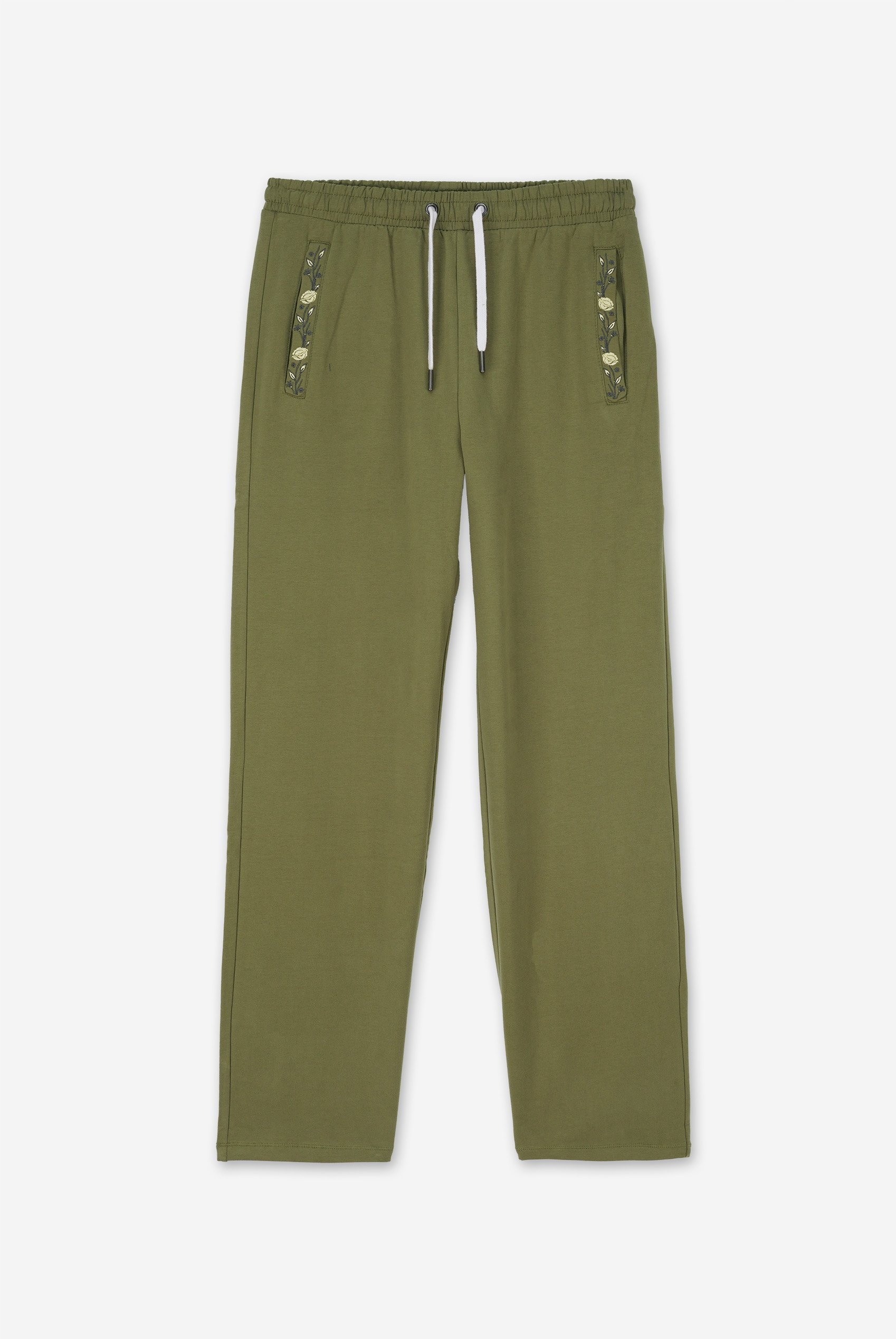 Stretchy Embroidery Design Details Trousers