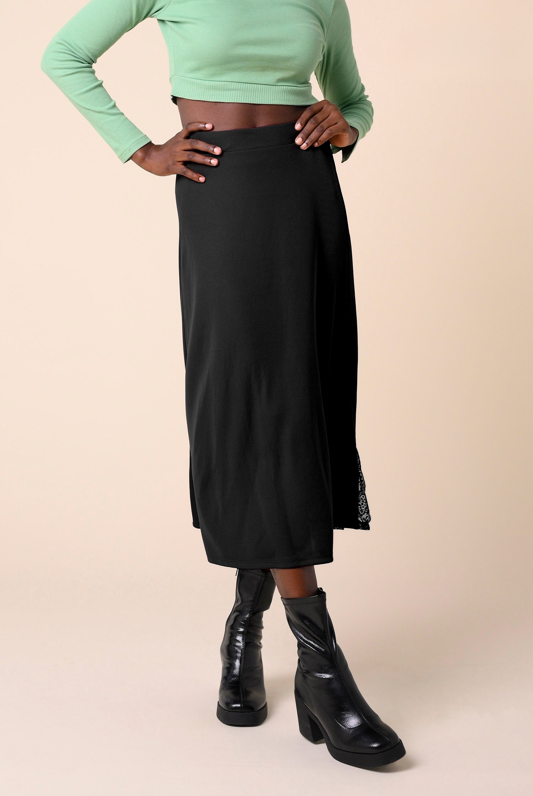 Flared Skirt With Lace Details
