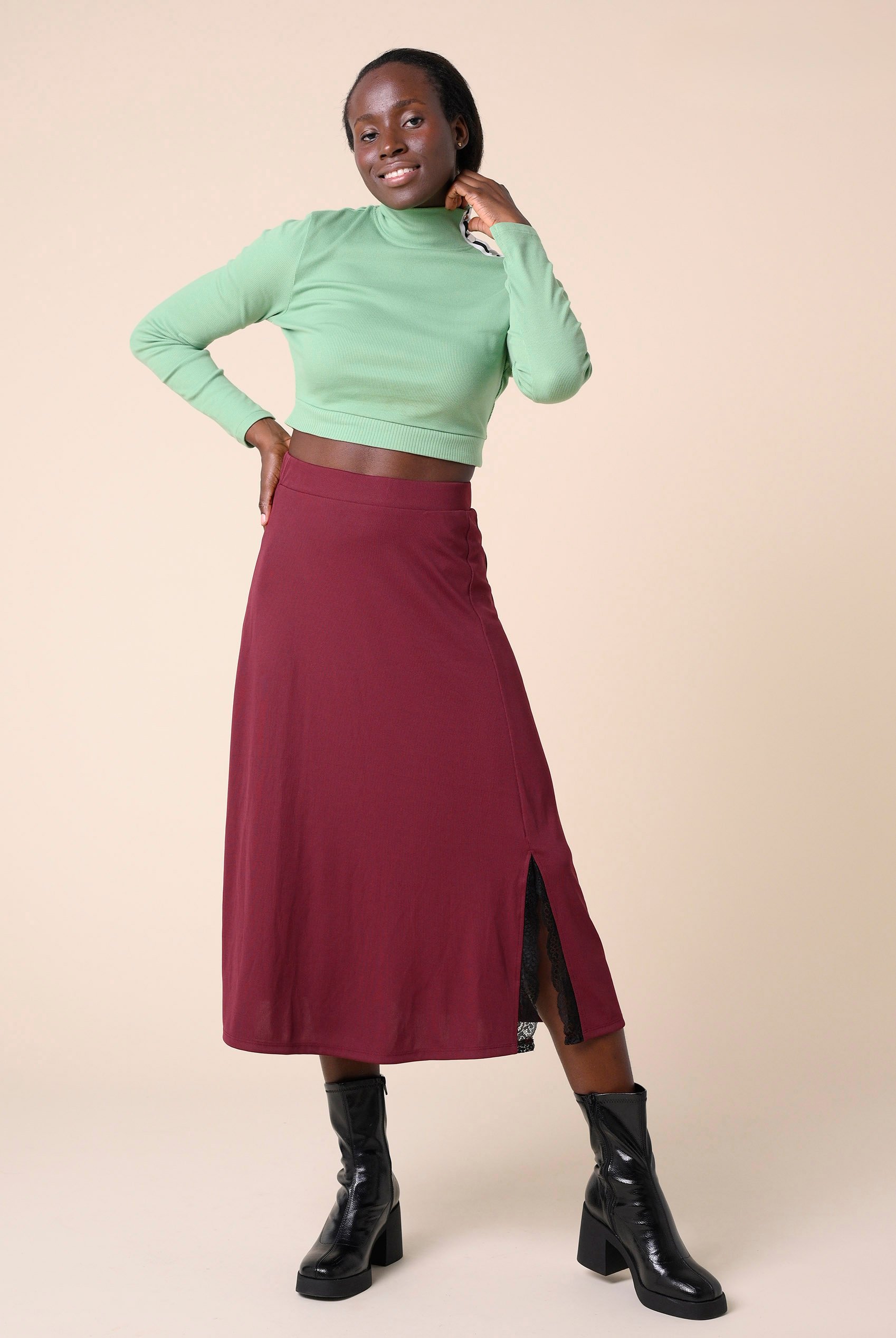 Flared Skirt With Lace Details
