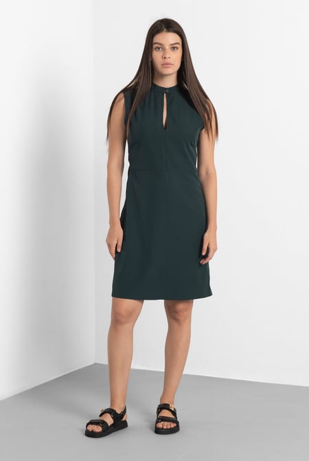 High Neck Sleeveless Dress With Keyhole Detail