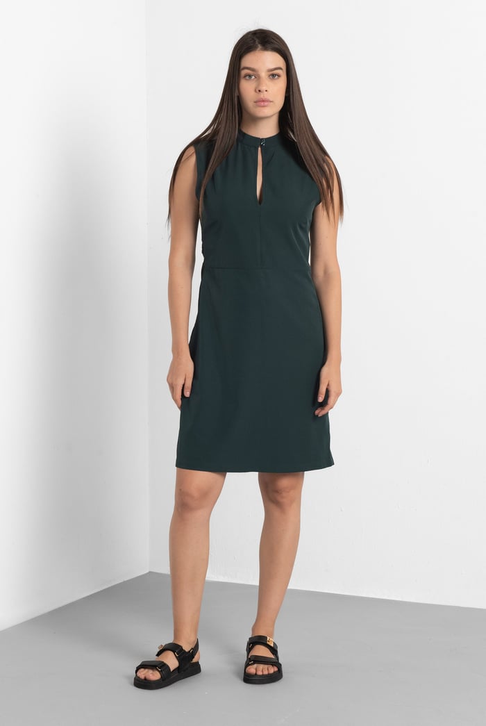 High Neck Sleeveless Dress With Keyhole Detail