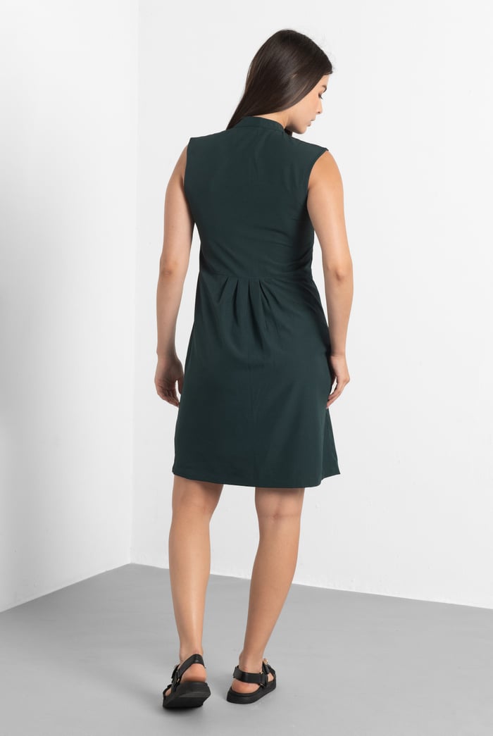 High Neck Sleeveless Dress With Keyhole Detail