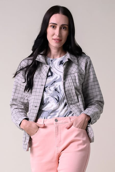 Womens White Stripe Pattern Cropped Jacket