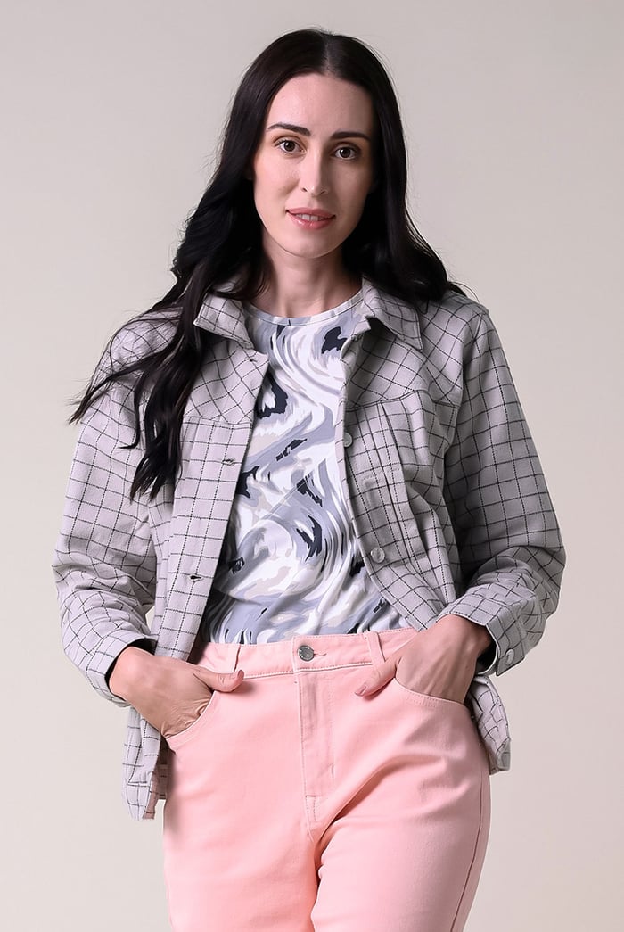 Womens Stripe Pattern Cropped Jacket