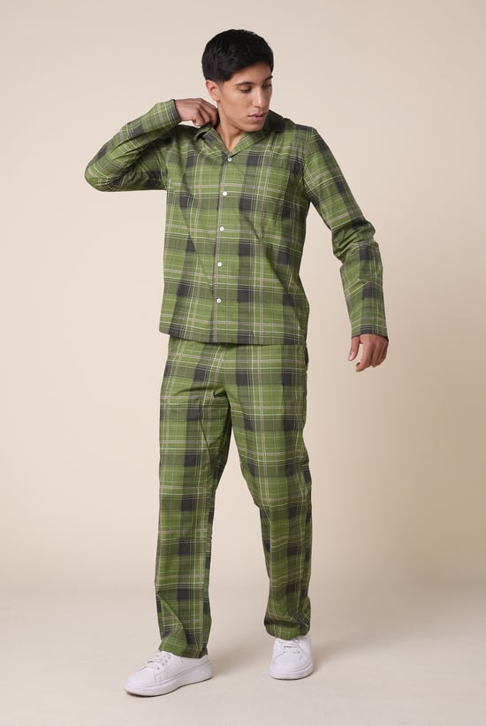Mens Blue & Green Nightwear Shirt