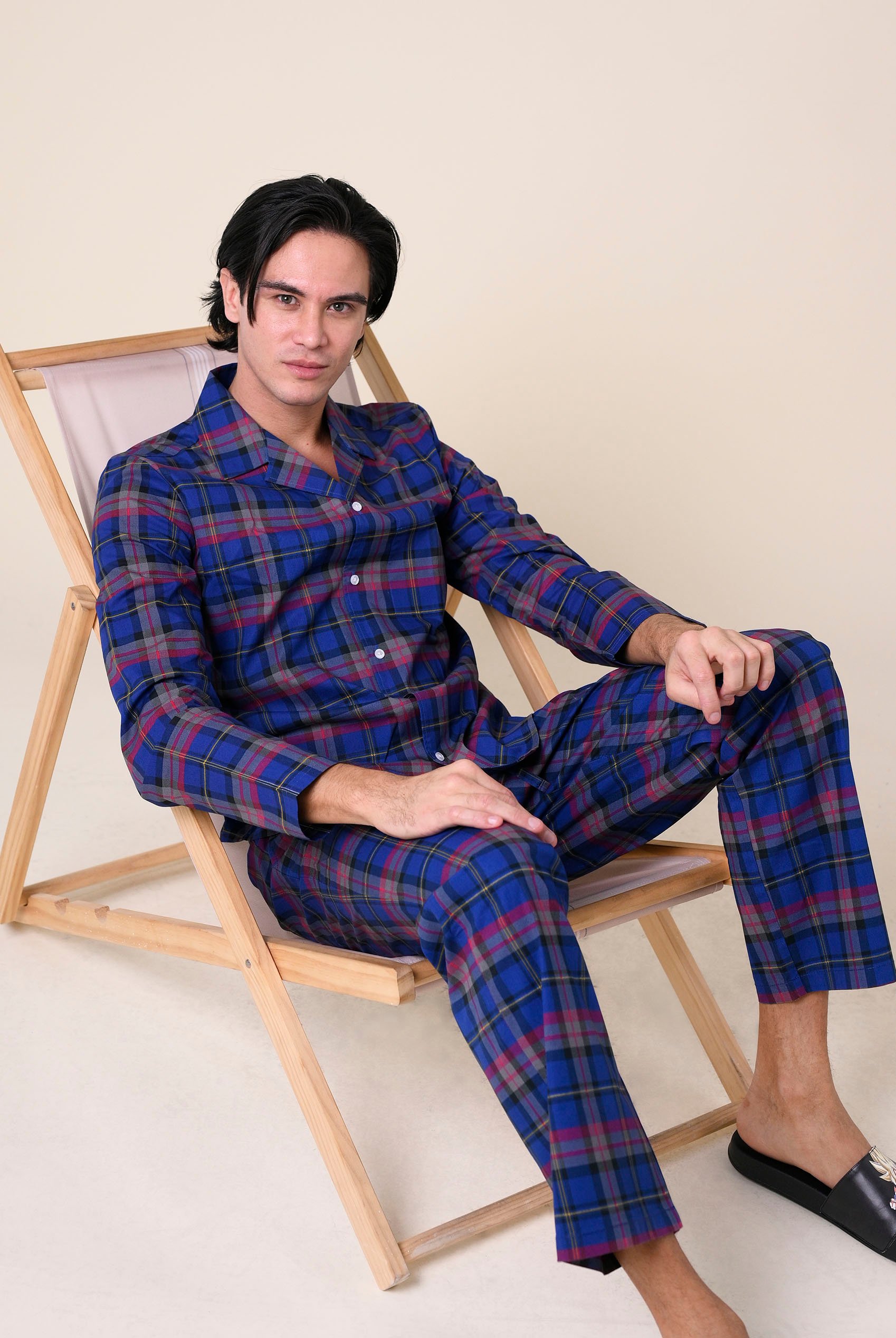 Mens Blue & Green Nightwear Shirt