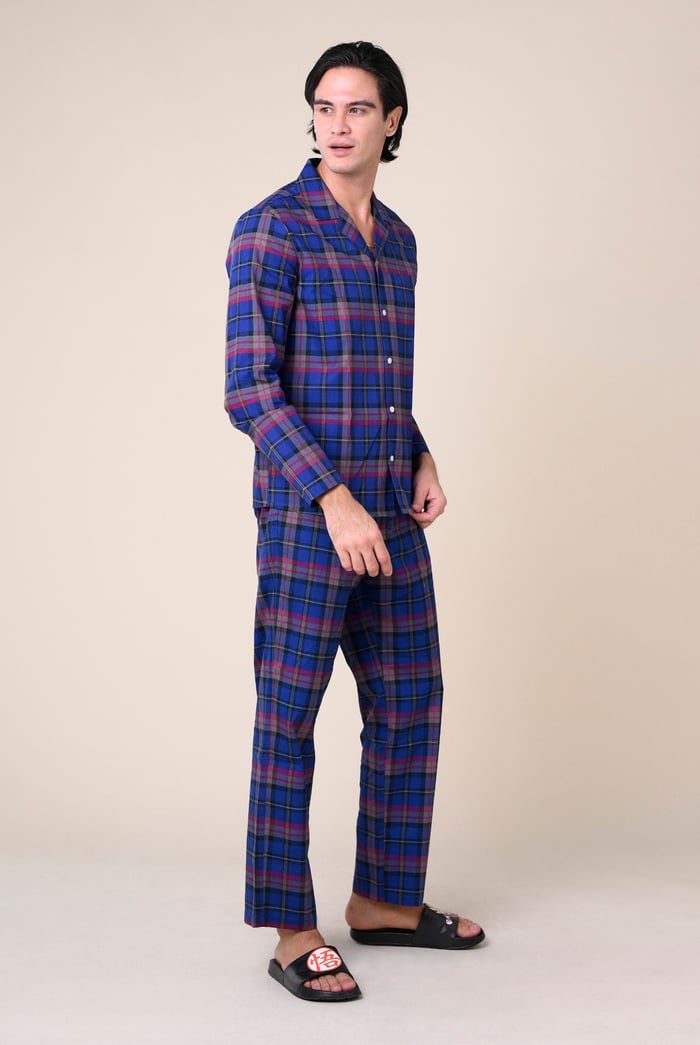 Mens Blue & Green Nightwear Shirt