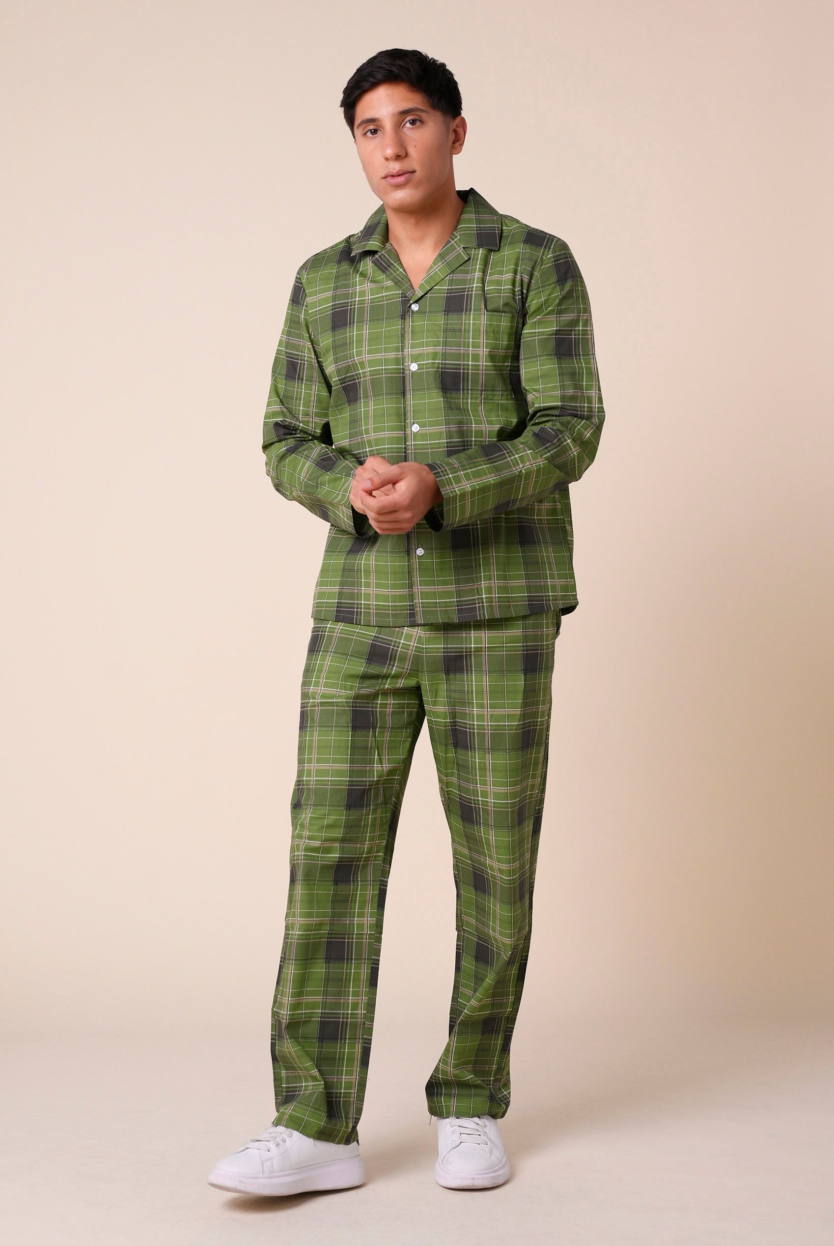 Mens Blue & Green Nightwear Shirt