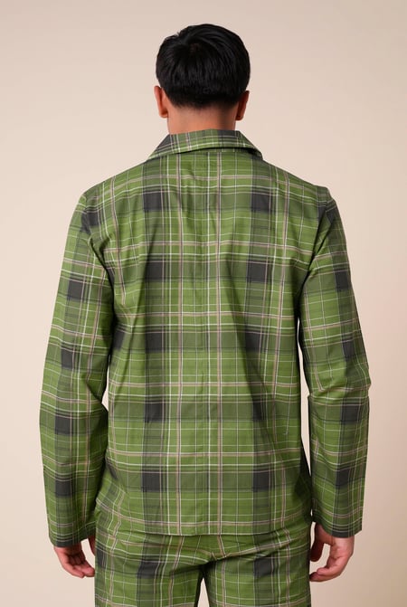 Mens Multicoloured Blue & Green Nightwear Shirt