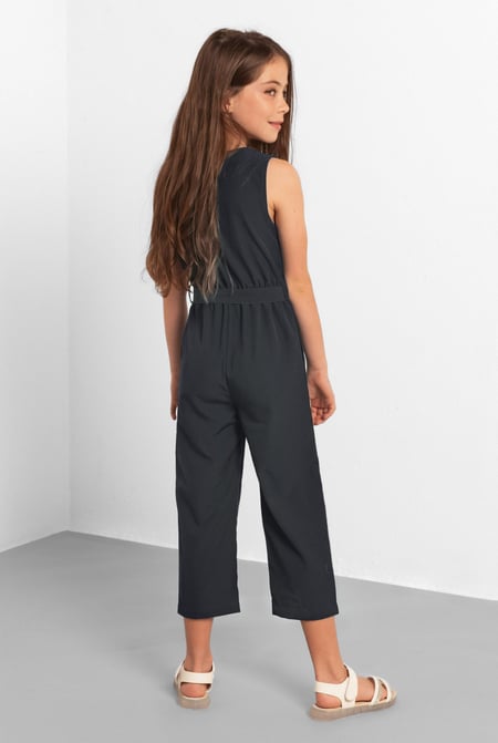 Grey Ruffled Square Neckline Jumpsuit (5/6yrs-10/11yrs)