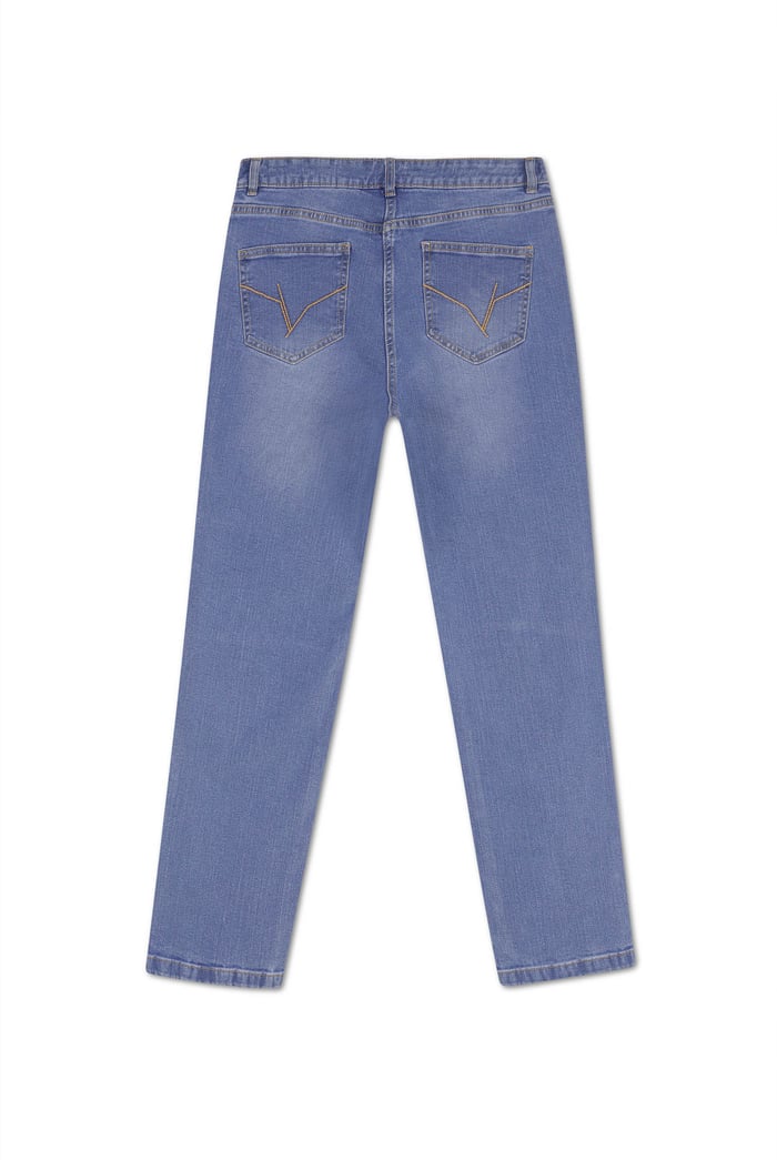Straight Fit High Rise Ripped Jeans