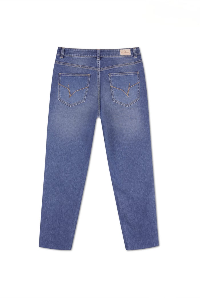 Womens Mom Fit Raw Edge Jeans