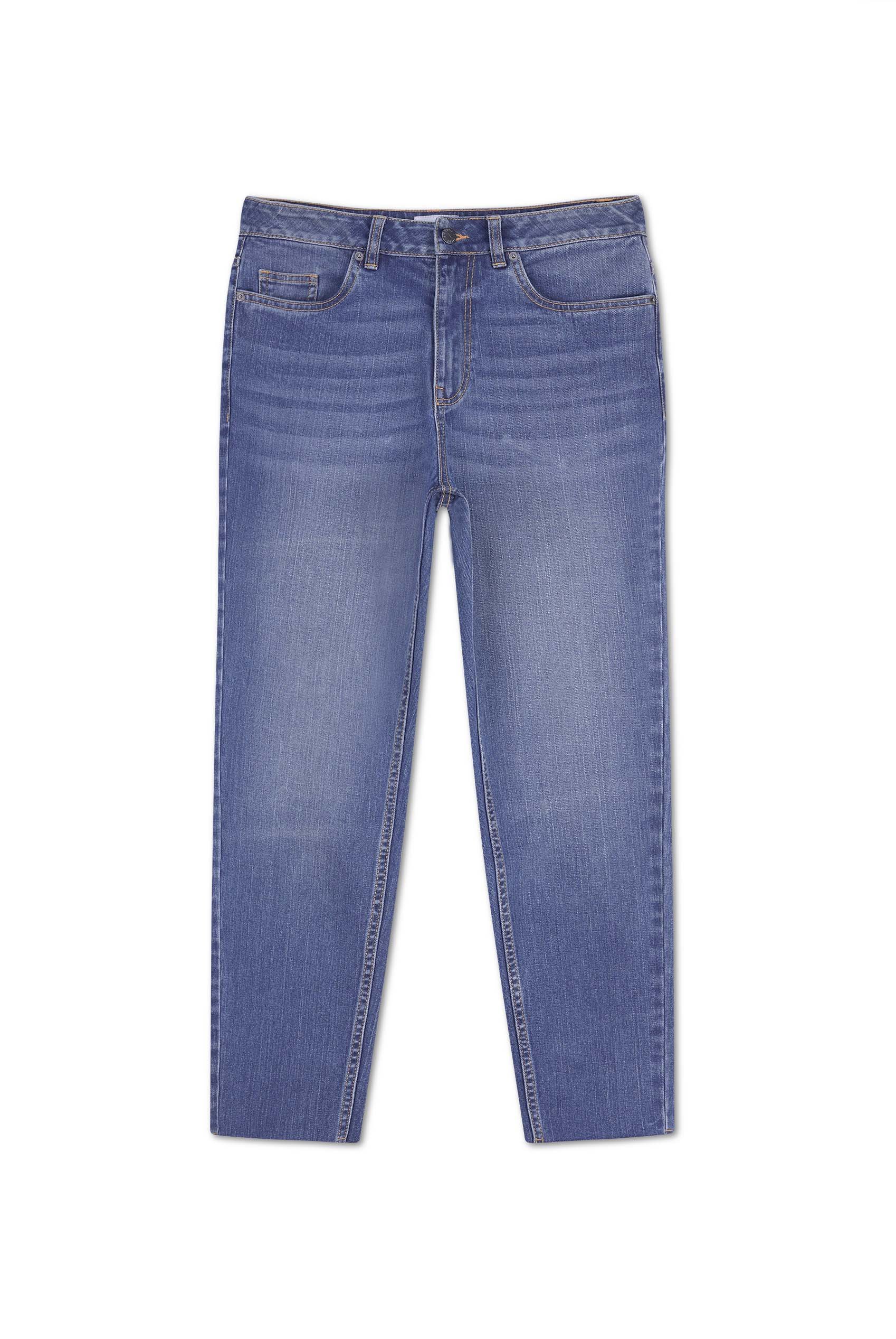 Womens Mom Fit Raw Edge Jeans
