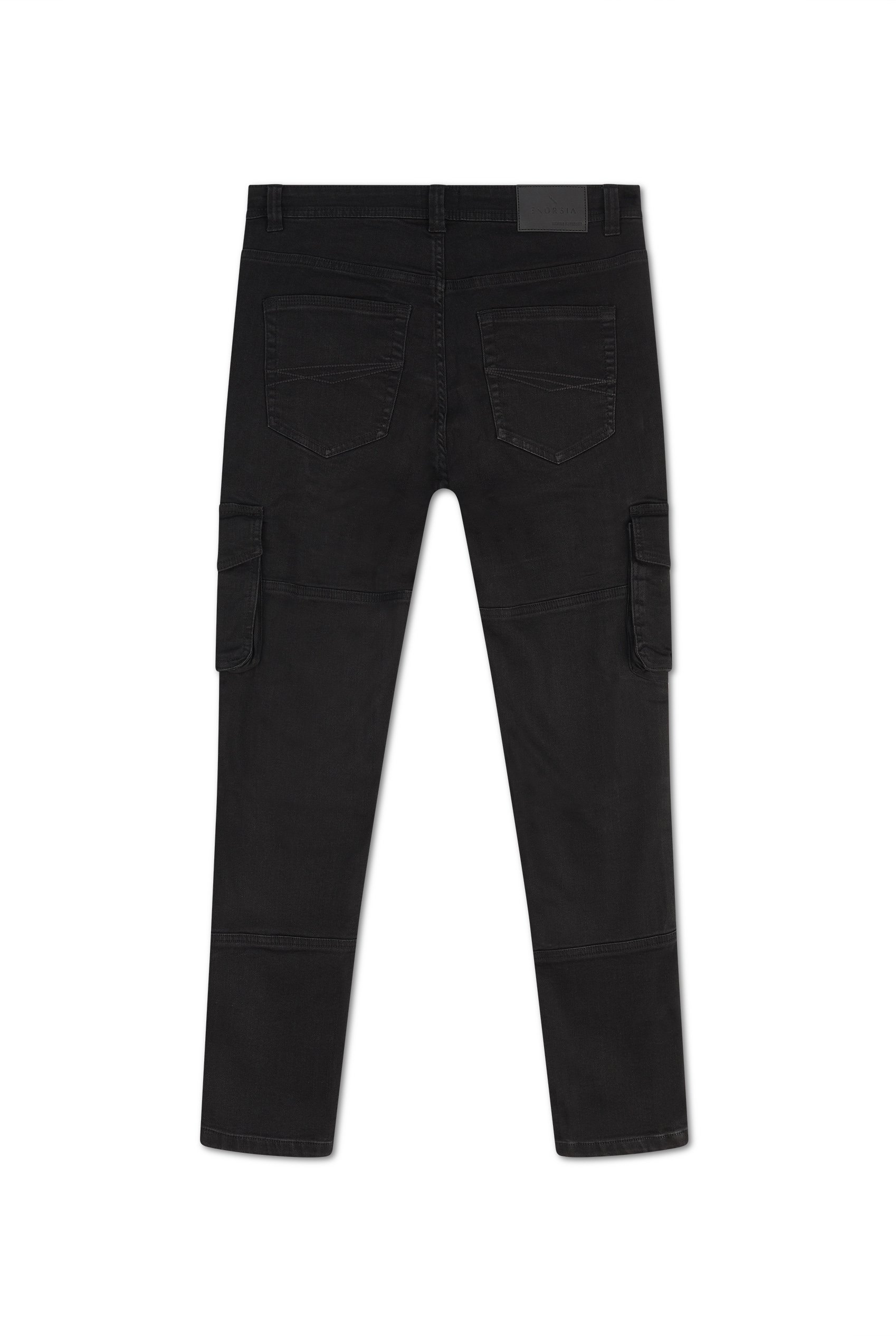 Mens Skinny Fit Black Cargo Jeans