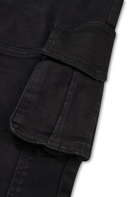 Mens Black Skinny Fit Cargo Jeans