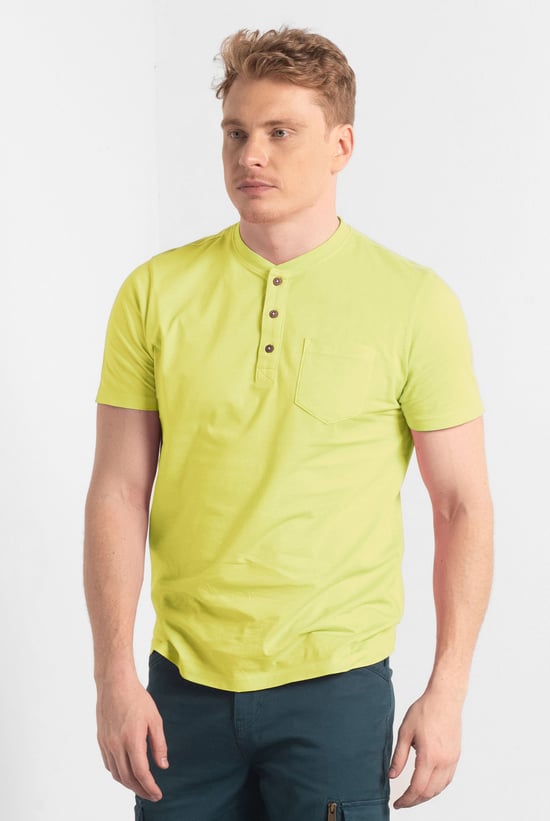 Short Sleeve Henley Washed Tee