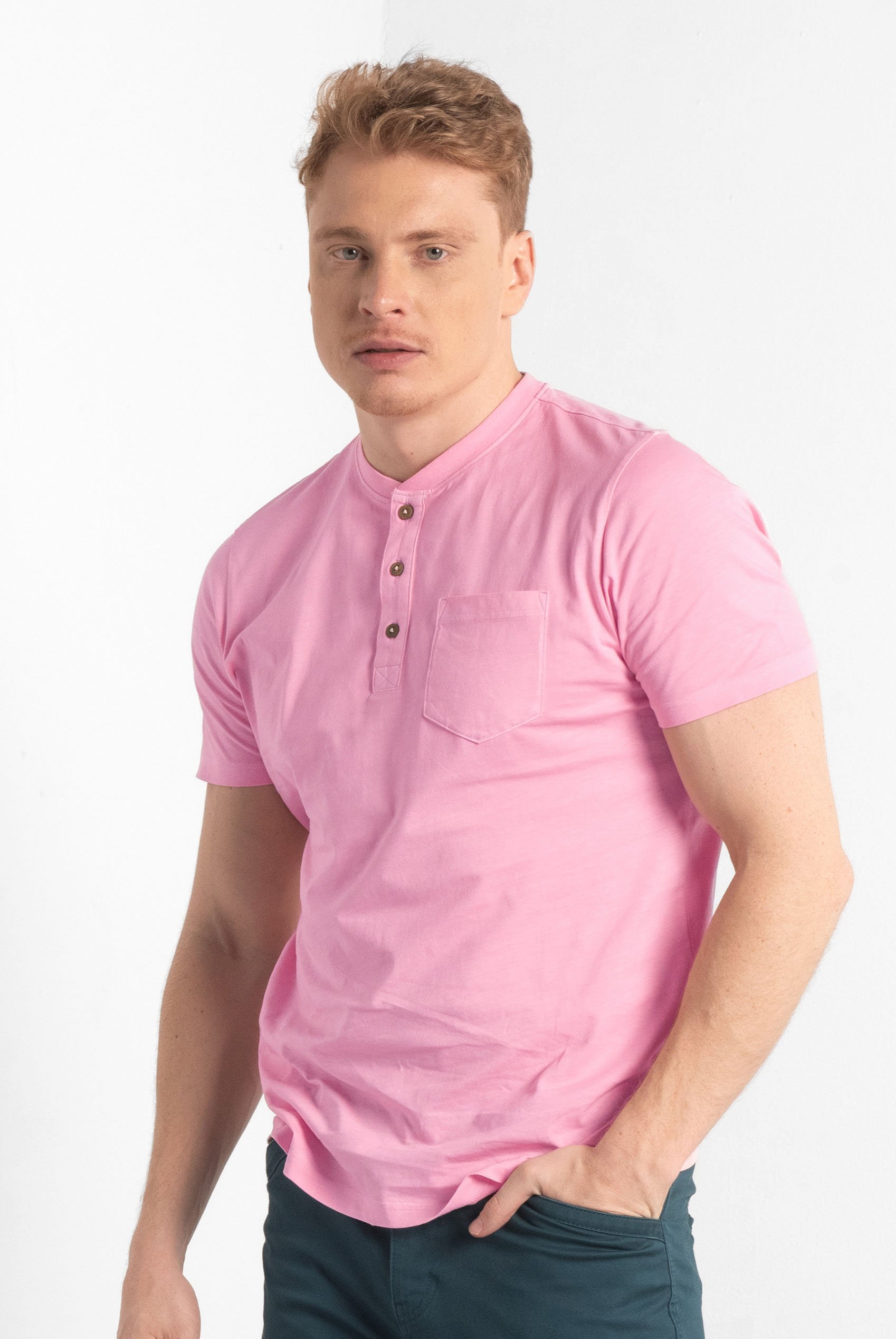 Short Sleeve Henley Washed Tee