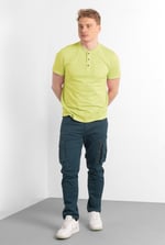 Short Sleeve Henley Washed Tee