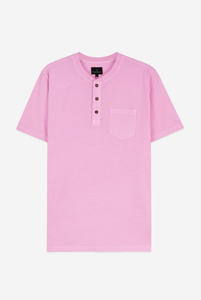 Short Sleeve Henley Washed Tee