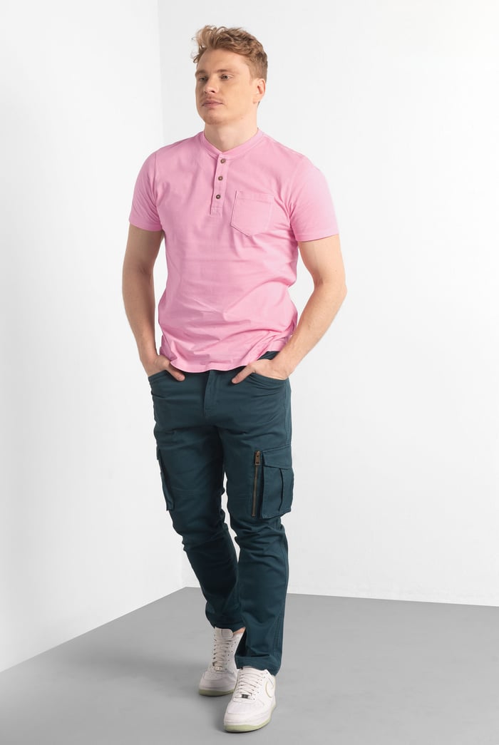 Short Sleeve Henley Washed Tee