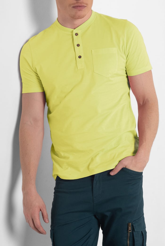 Short Sleeve Henley Washed Tee
