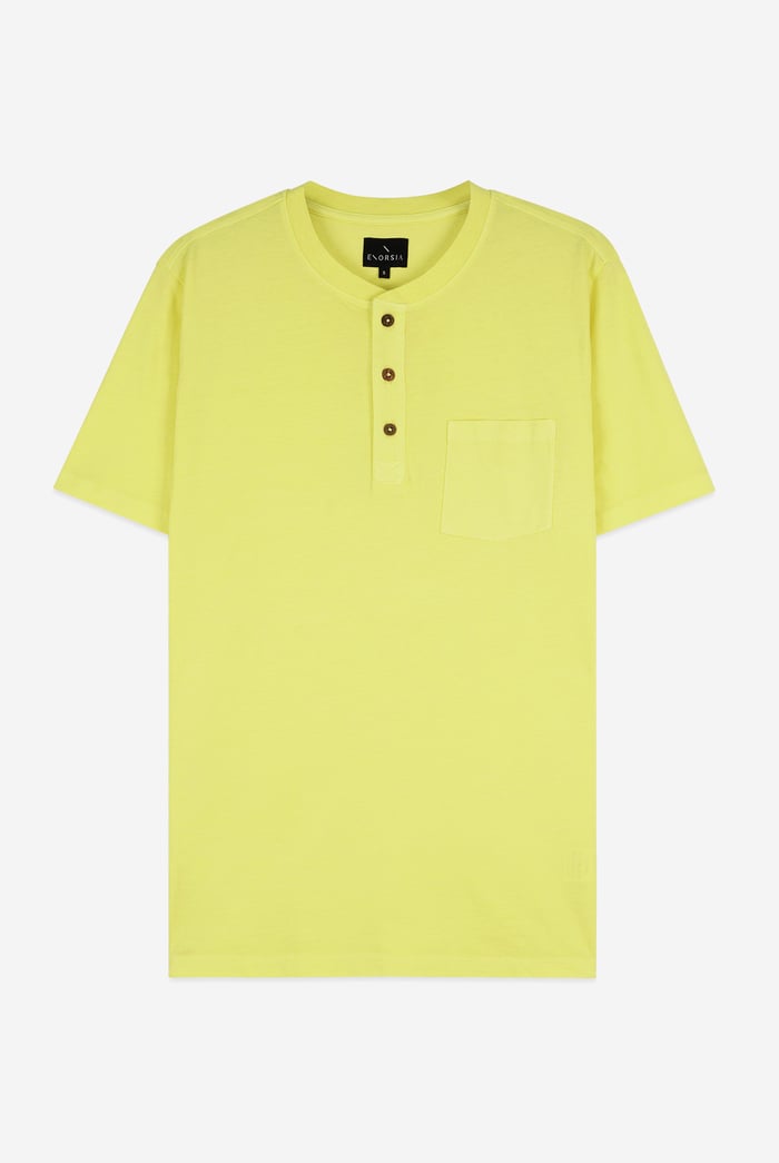 Short Sleeve Henley Washed Tee