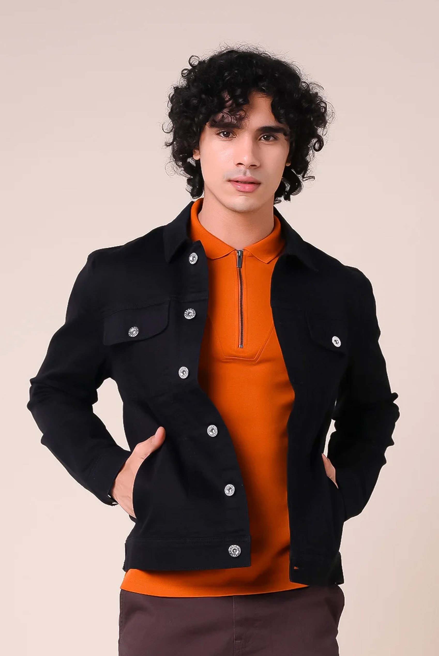 Mens Regular Fit Black Denim Jacket
