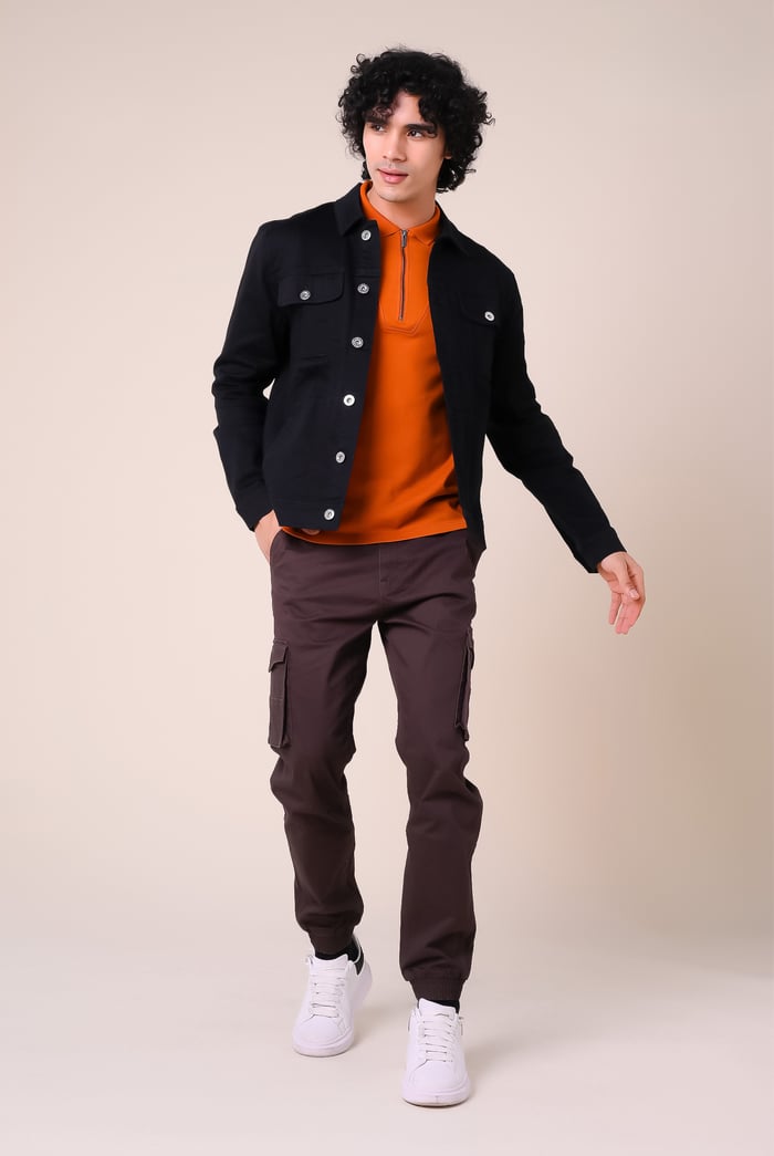 Mens Regular Fit Black Denim Jacket