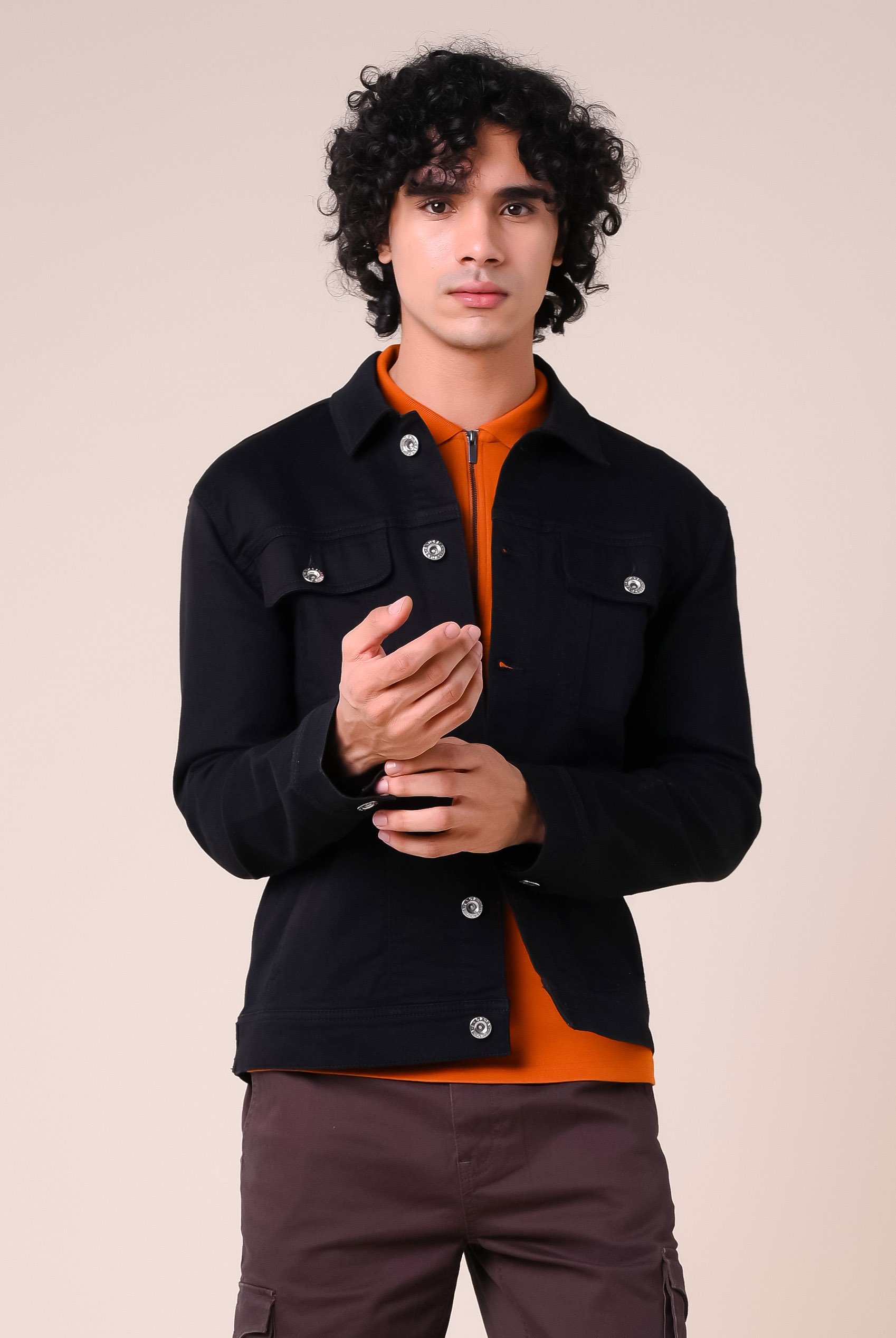Mens Regular Fit Black Denim Jacket