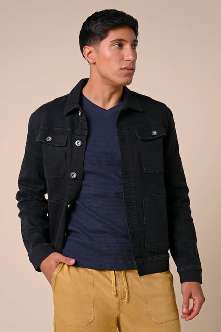 Men's Washed Black Denim Jacket
