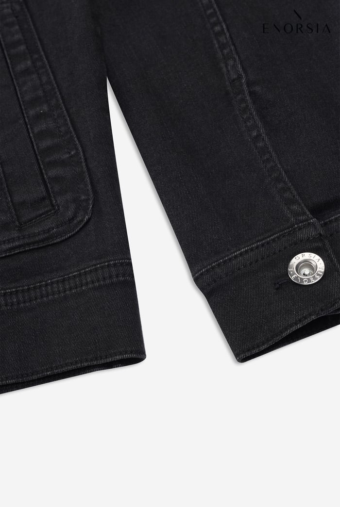 Mens Washed Black Denim Jacket
