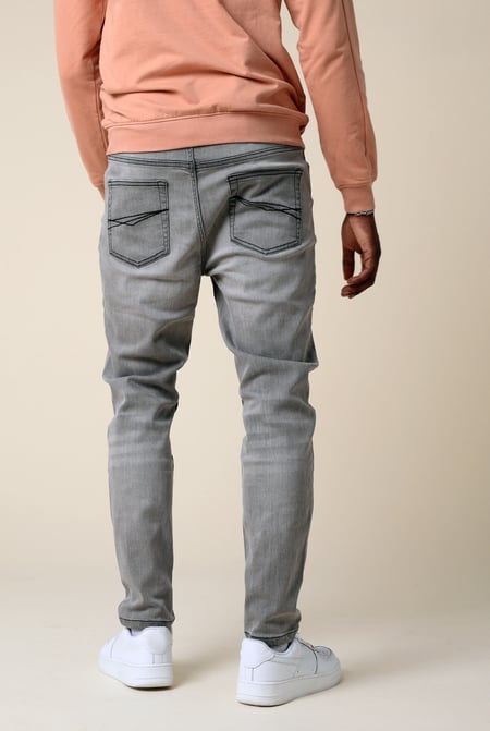 Mens Grey Tapered Slim Fit Jeans