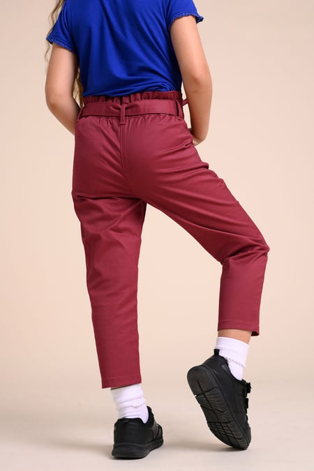 Girls Red Paper Bag Trouser (2yrs-9yrs)