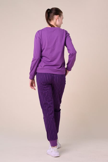 Womens Purple Nap Queen Printed Nightwear Set