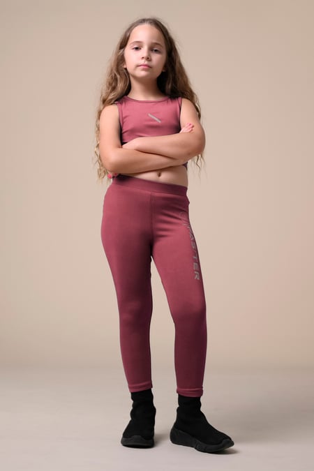 Girls Blue Printed Sporty Vest and Leggings Set